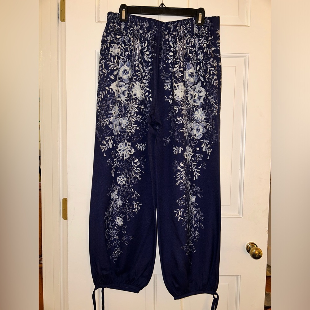 Floral Print Navy Pants